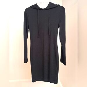 Black knit hoodie dress